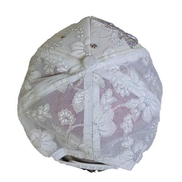 Butterfly Bling Headwear  Lace Rhinestone Hat - Womens Crystal Gem Bling Cap - Picture 4 of 4